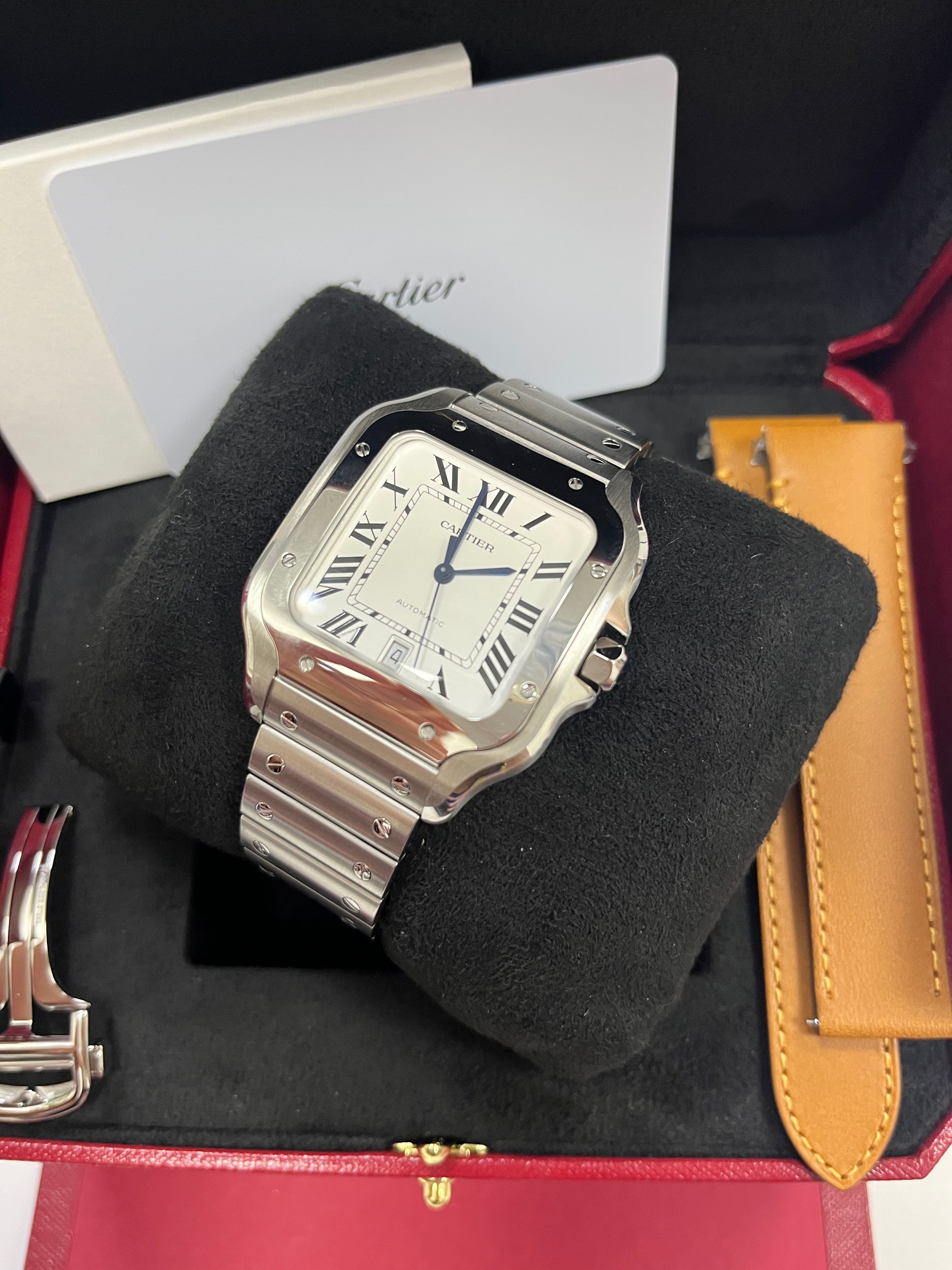 Cartier Santos 2023 WSSA0018 Men's Watch - Large White Dial, Stainless Steel, Swiss Luxury Timepiece for Business, Gifting & Special Occasions