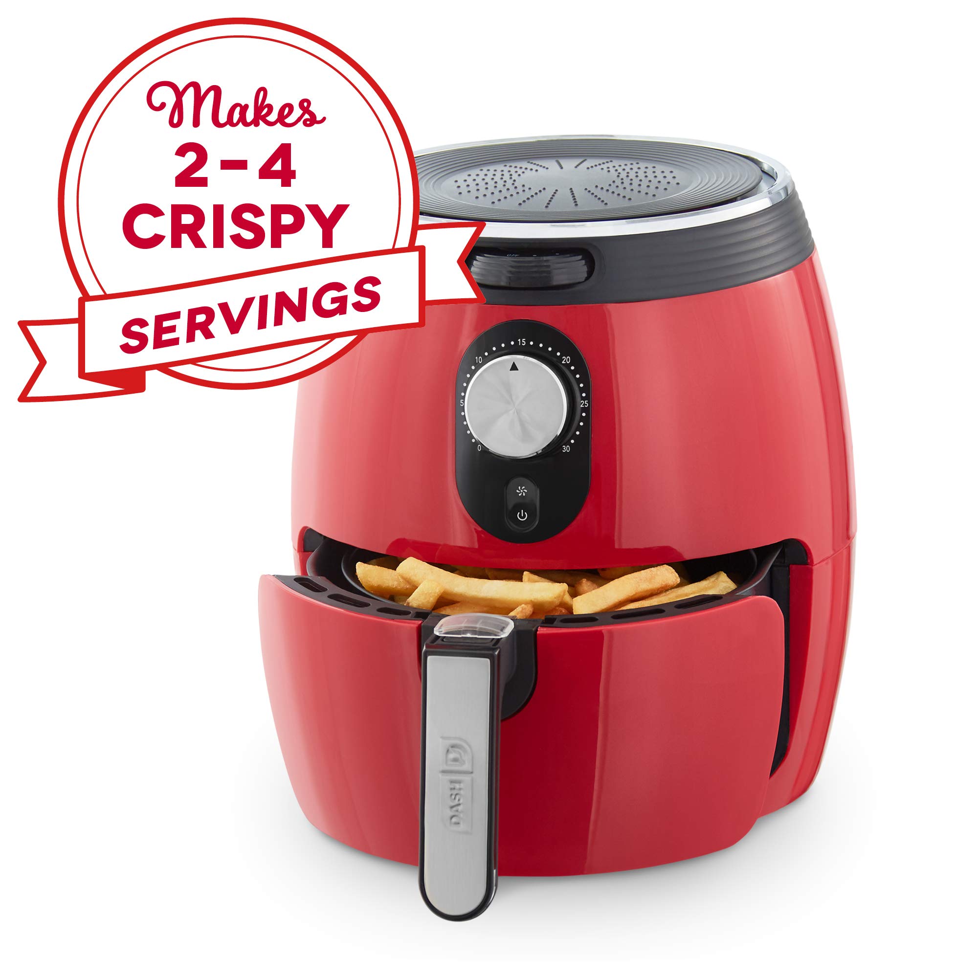 Dash Deluxe 3-Quart Electric Air Fryer & Oven Cooker - 1200W with Temperature Control, Non-Stick Basket, Auto Shut-Off & Recipe Guide - Red | Perfect for Healthy Frying, Baking, Roasting & Reheating Meals for Families & Small Gatherings