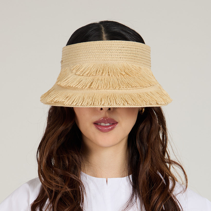 Lexi Lacquered Straw Visor Hat - Stylish Sun Protection for Women - Perfect for Beach, Pool, and Summer Outdoor Activities