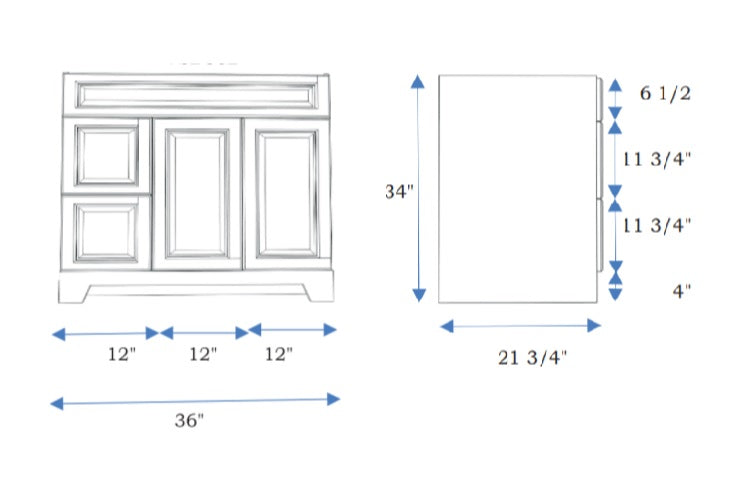 Classic 36-Inch Bathroom Vanity with Left Side Drawers & Quartz Countertop - 5 Color Options | Perfect for Modern Bathroom Remodeling & Small Space Solutions