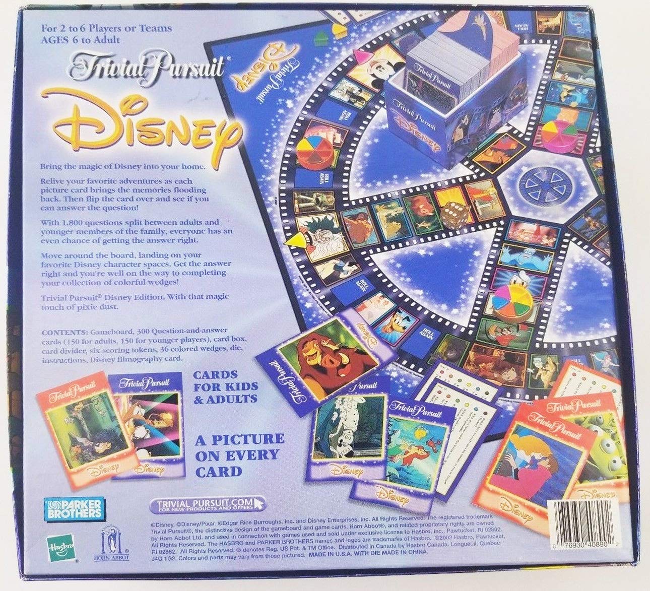Disney Trivial Pursuit Game - Animated Picture Edition Family Board Game for Movie Trivia Fans | Perfect for Game Nights, Parties & Disney Themed Gatherings