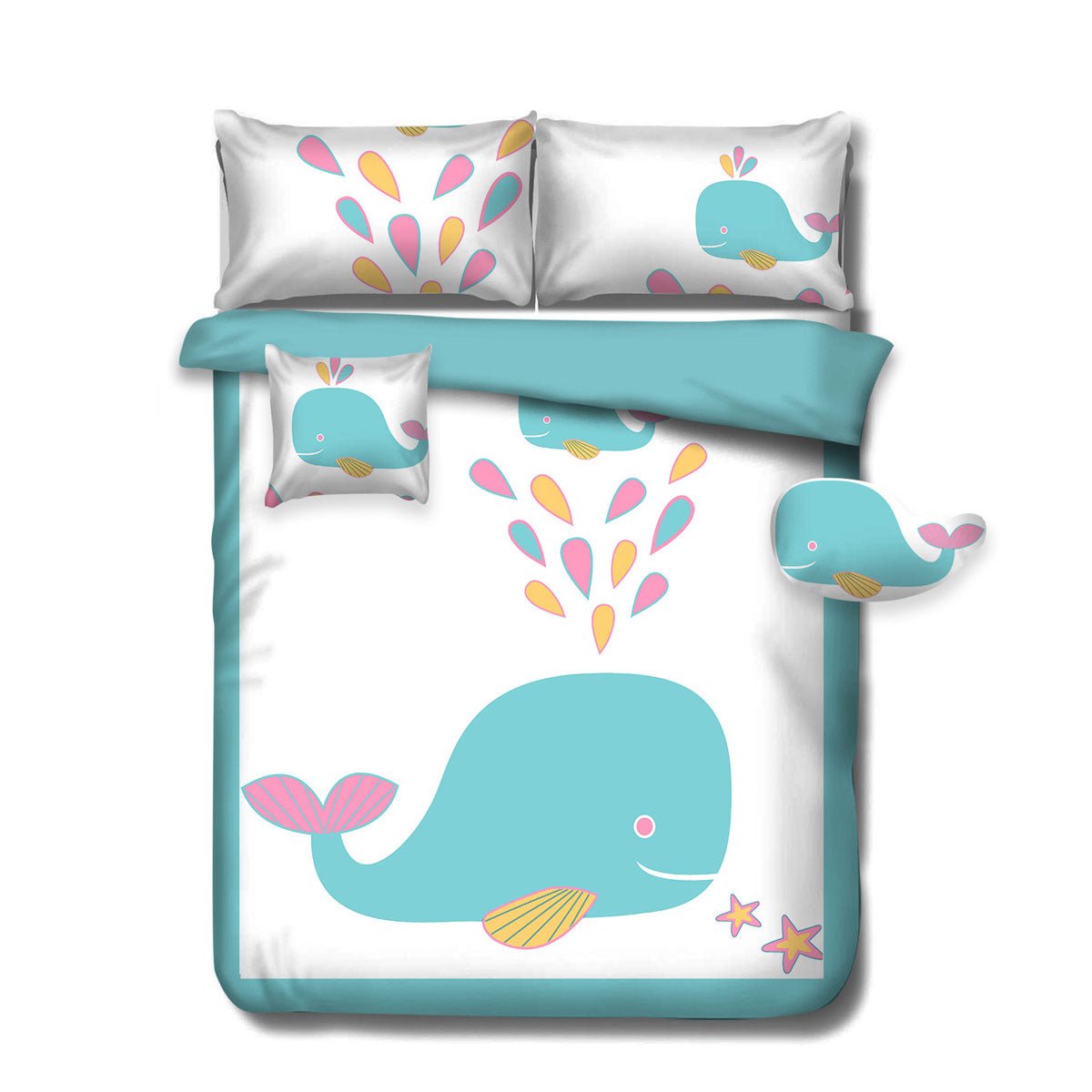 **Blue Whale Kids Adventure 4-Piece Comforter Set - Single Size Bedding for Boys & Girls - Soft & Cozy Bed Set for Nursery, Kids Room, or Sleepovers**