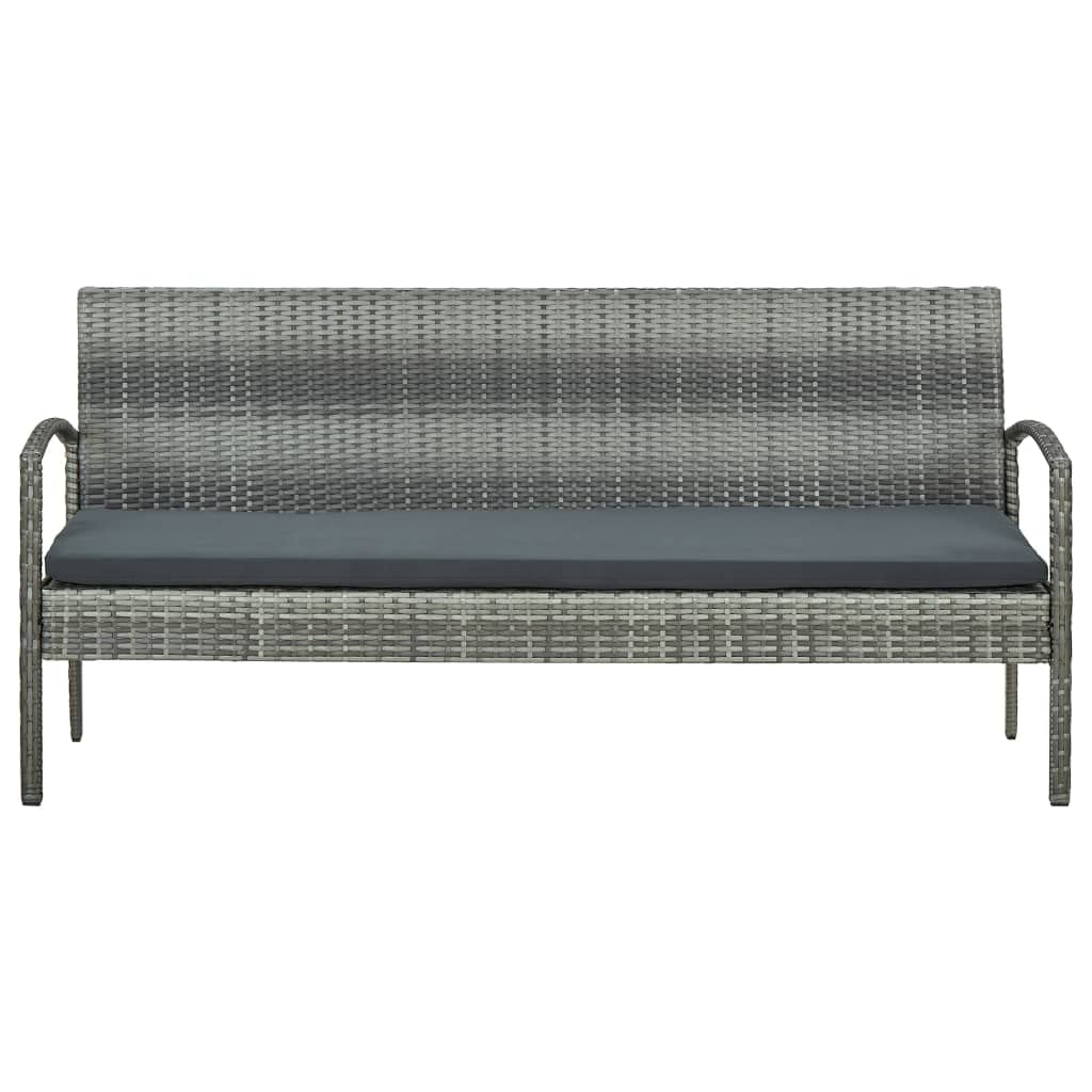 All-Weather 3-Seater Patio Sectional Sofa Set with Cushions - Gray Poly Rattan Outdoor Furniture for Deck, Poolside, Backyard & Porch - Perfect for Relaxing, Entertaining & Lounging in Any Season