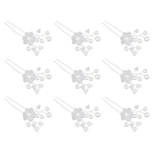 Amosfun 12Pcs Pearl Flower Hair Clips - U-Shaped Fashion Hairpins for Women & Girls, Handmade Hair Accessories for Weddings, Parties & Daily Styling