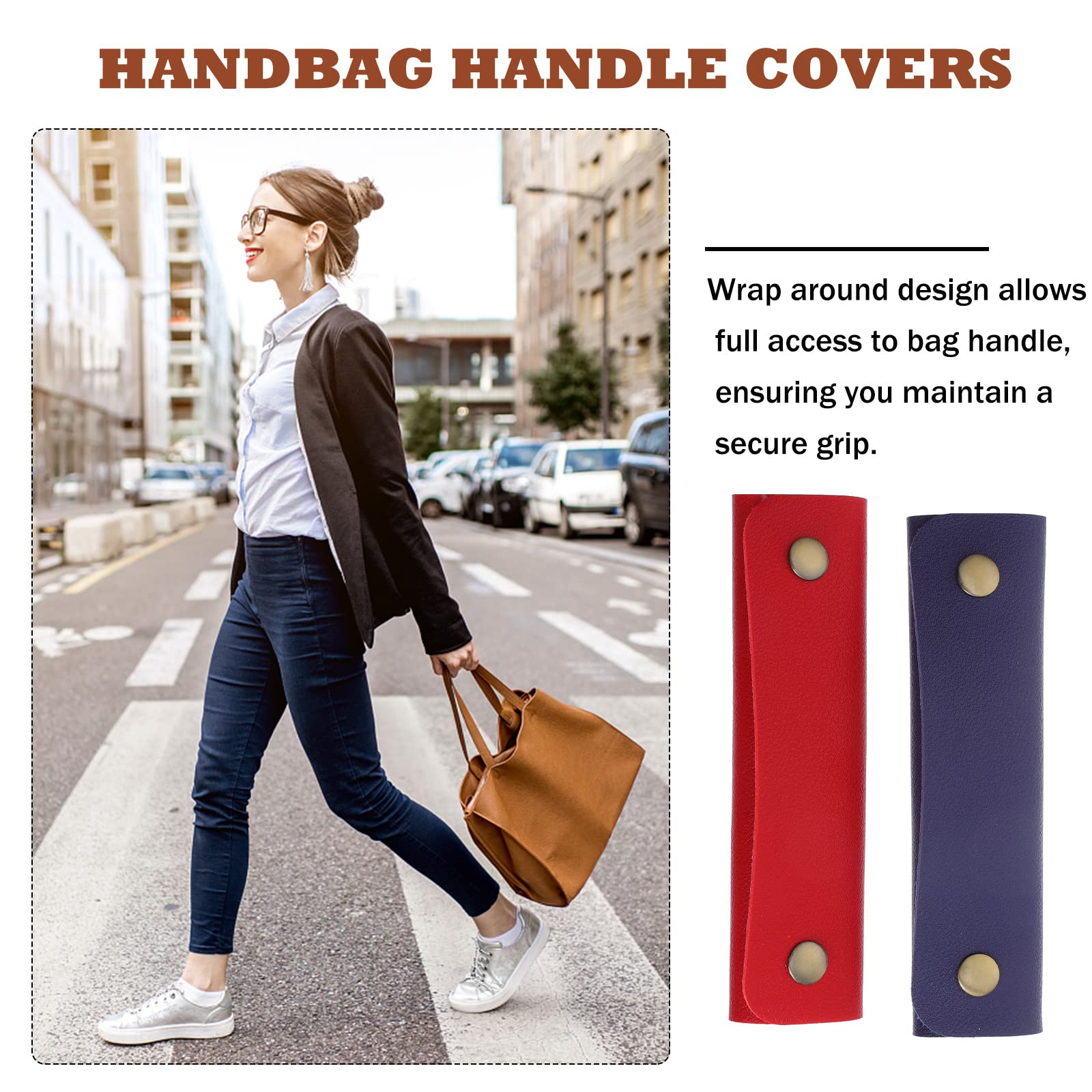 LUOZZY 2-Pack Genuine Leather Handbag Handle Covers - Purse Grip Protectors for Luggage, Wallets & Travel Bags - DIY Craft Supplies for Women's Accessories (Perfect for Travel, Shopping & Daily Use)