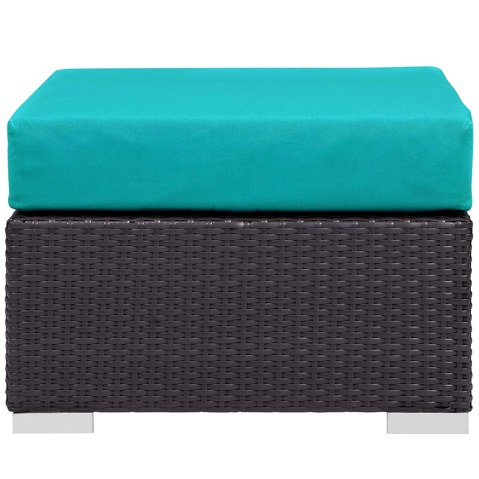 Modern Outdoor Patio Lounge Sofa Set with Wicker Chairs & Coffee Table - Waterproof Rattan Furniture with Fire Pit - Blue Outdoor Seating for Garden, Backyard, Poolside & Patio Relaxation