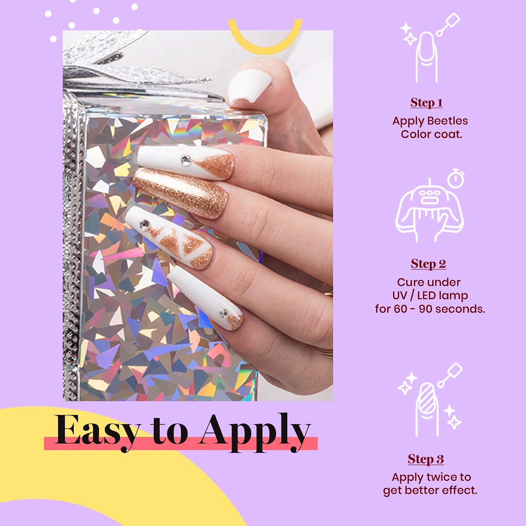 Beetles White Gel Nail Polish Kit with Mini UV LED Nail Lamp - Professional Salon Quality Manicure Set for Home Nail Art & DIY Gel Polish Application