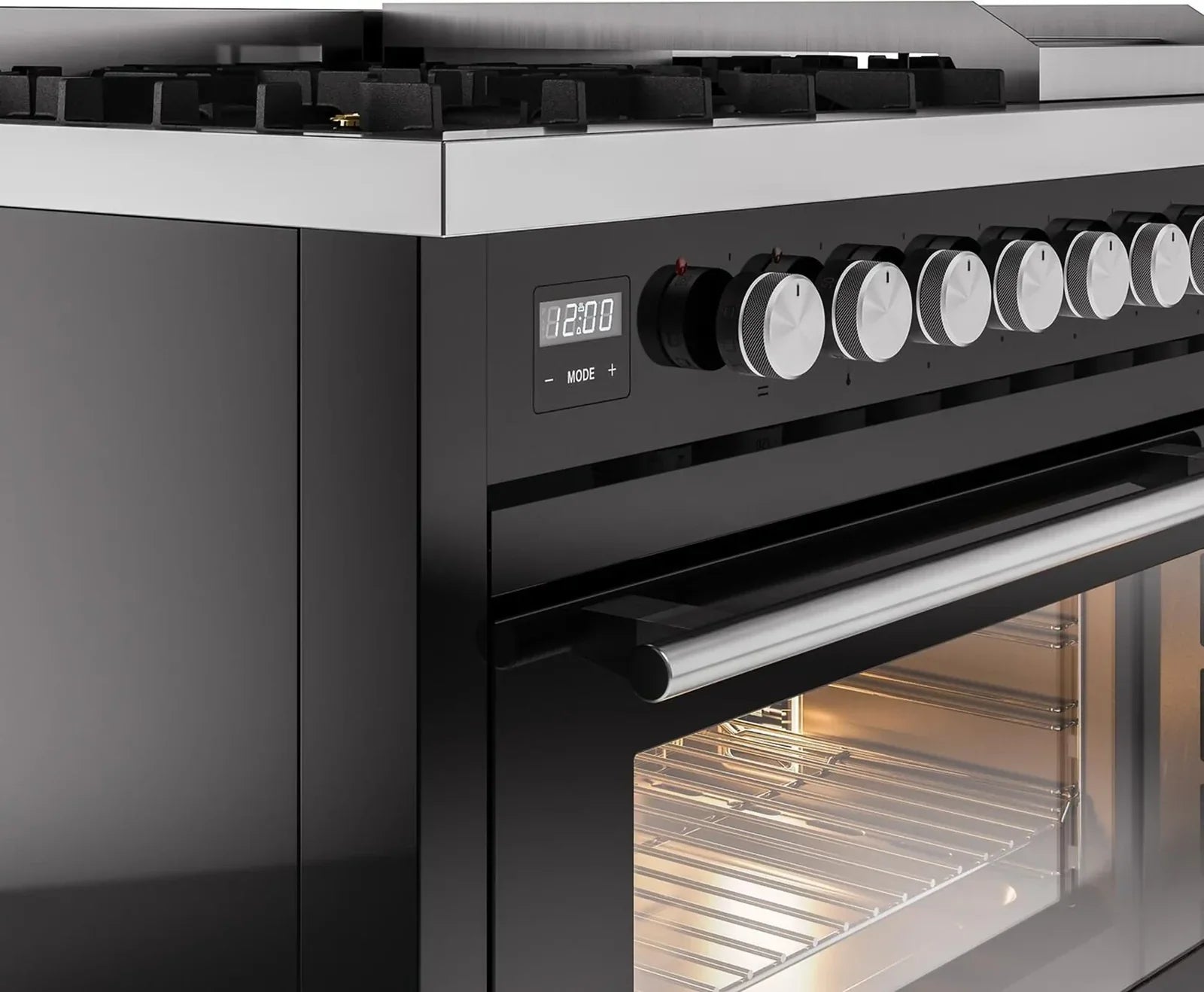 ILVE 48 Inch Professional Plus II Freestanding Dual Fuel Range with 8 Sealed Burners - UP48FWMP - Perfect for Home Chefs & Commercial Kitchens