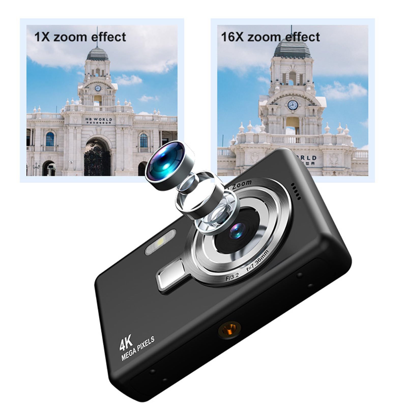 48MP 1080P HD Digital Camera with Electronic Stabilization & 16X Zoom - Portable CCD Camera for Travel, Vlogging, and Photography | Perfect for Beginners and Professionals