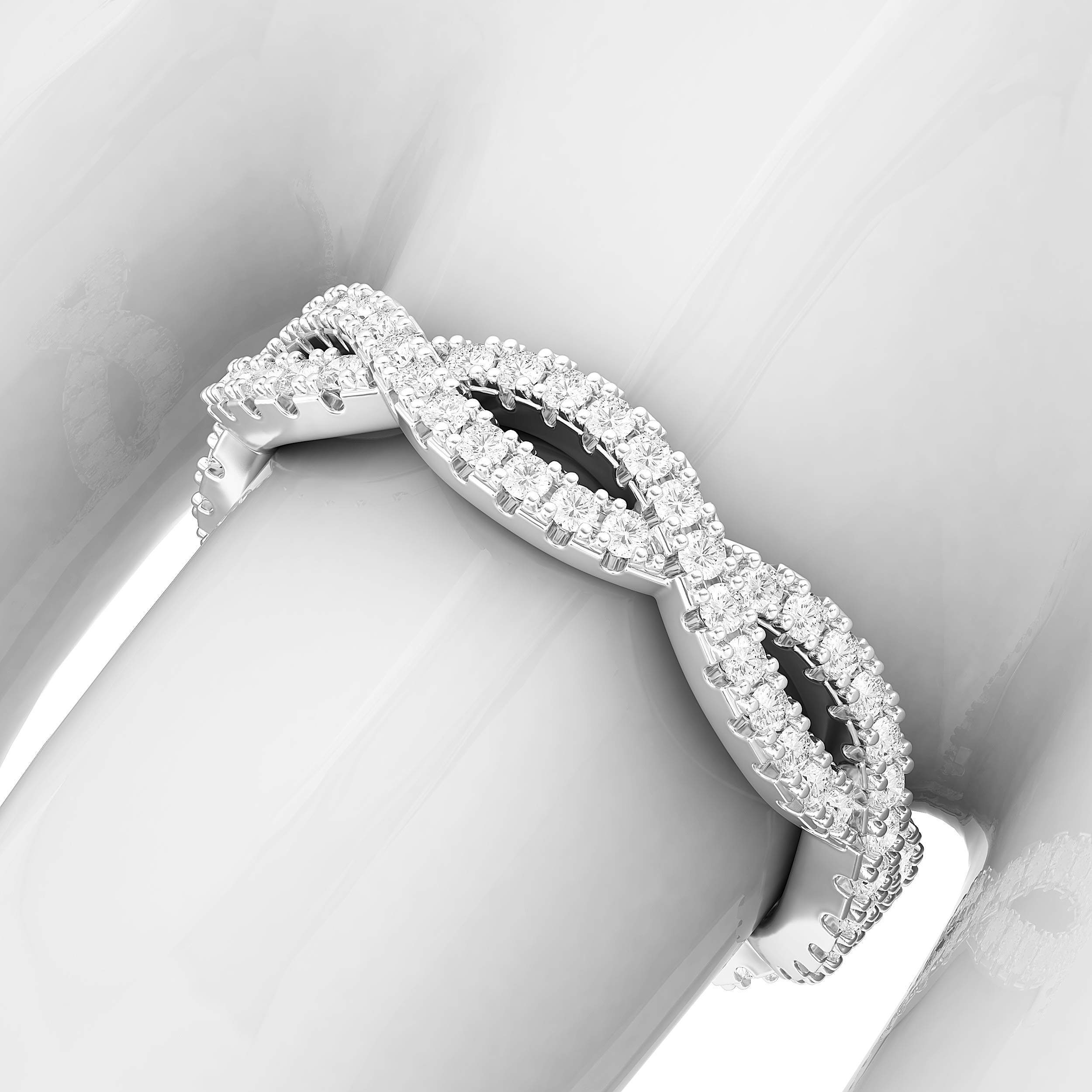 Sterling Silver Infinity Twist Wedding Band - Half Circle with Simulated Diamond or Genuine Moissanite - Matching Rings for Women - Perfect for Anniversaries, Engagements & Romantic Gifts