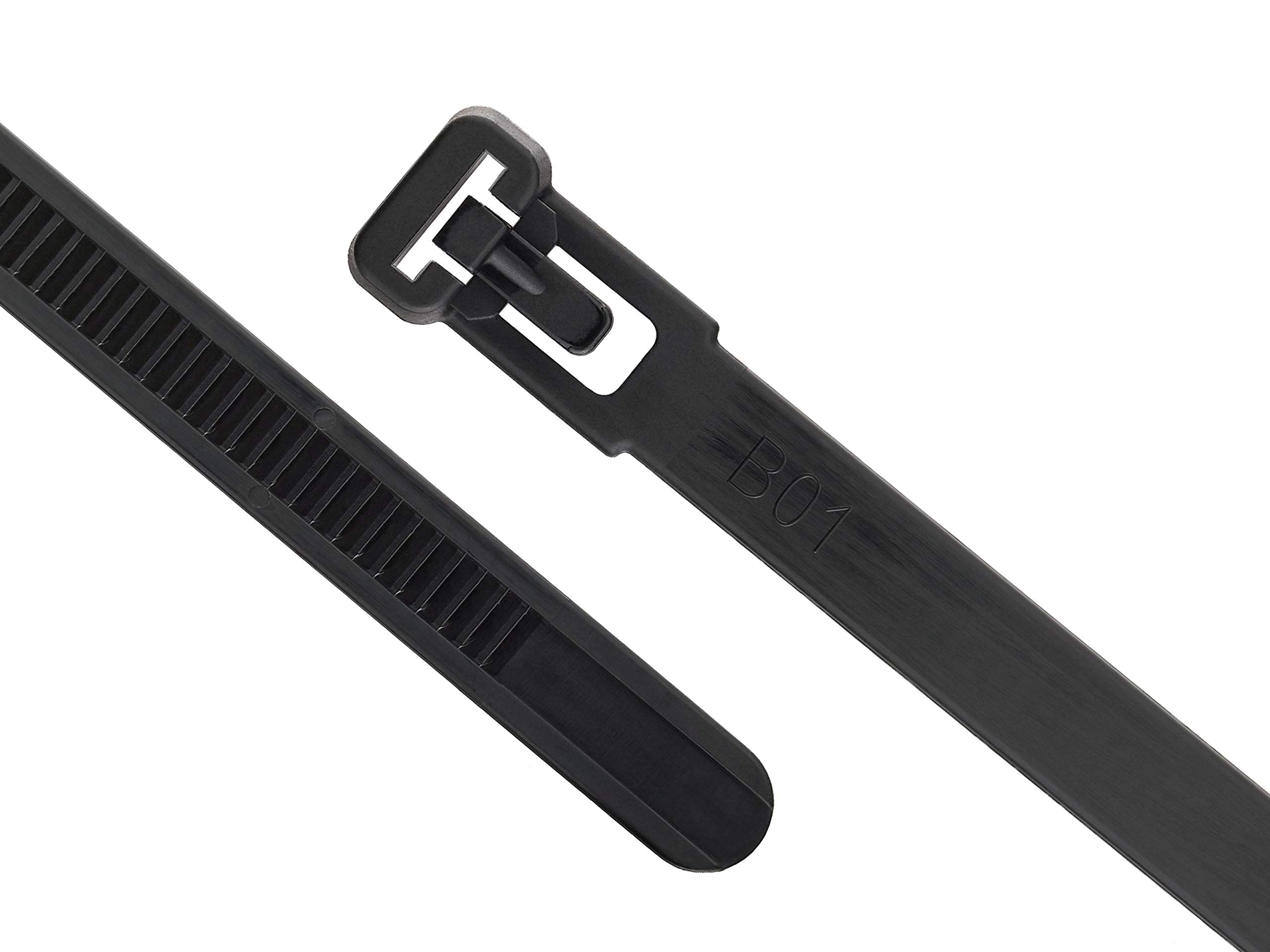 12 Inch Black Standard Releasable Cable Ties - 100 Pack - Heavy Duty Nylon Wire Organizers for Home, Office, and Industrial Use