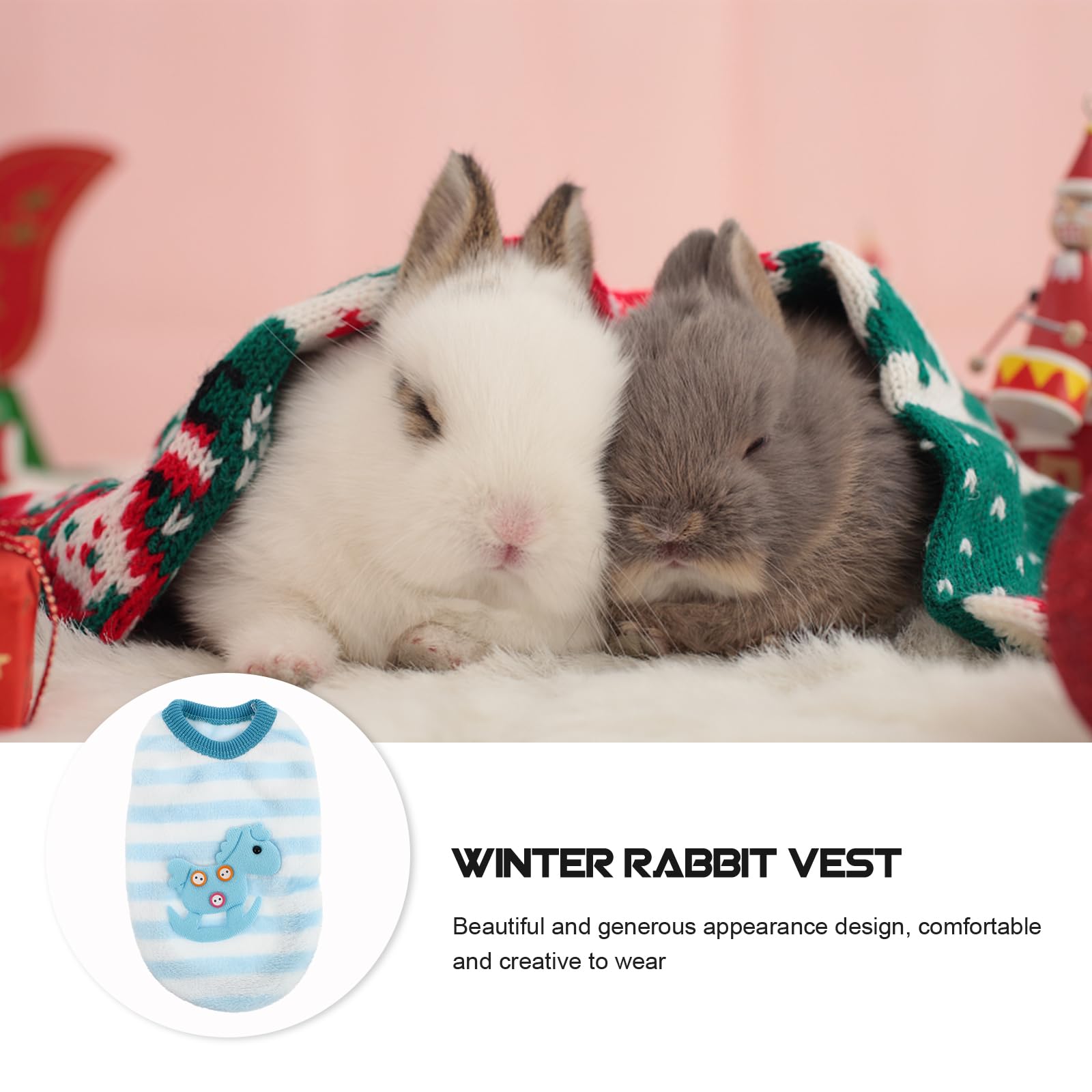 POPETPOP Bunny Vest - Warm Winter Rabbit Clothes & Small Pet Apparel - Cozy Fleece Jacket for Bunnies, Dogs & Small Animals - Perfect for Indoor/Outdoor Winter Adventures