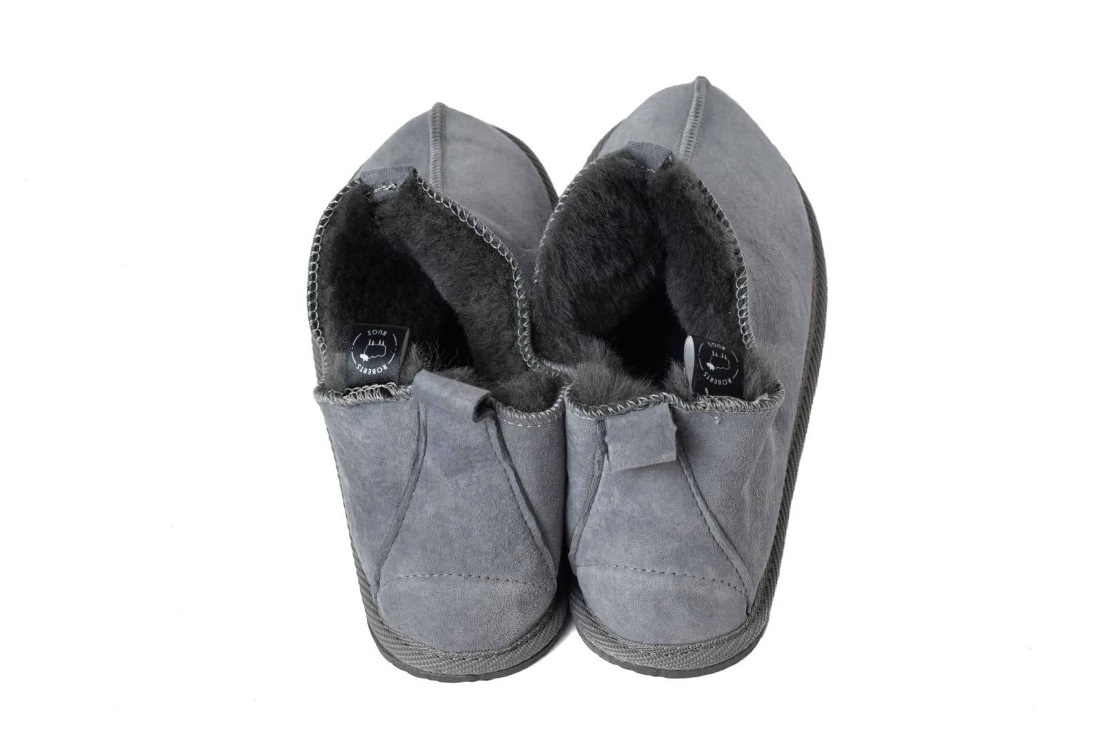 Premium Unisex Sheepskin Slippers for Men & Women - Hard Sole Winter House Shoes - Genuine Wool Indoor/Outdoor Slippers - Warm Handmade Grey Footwear for Home, Office & Travel Comfort