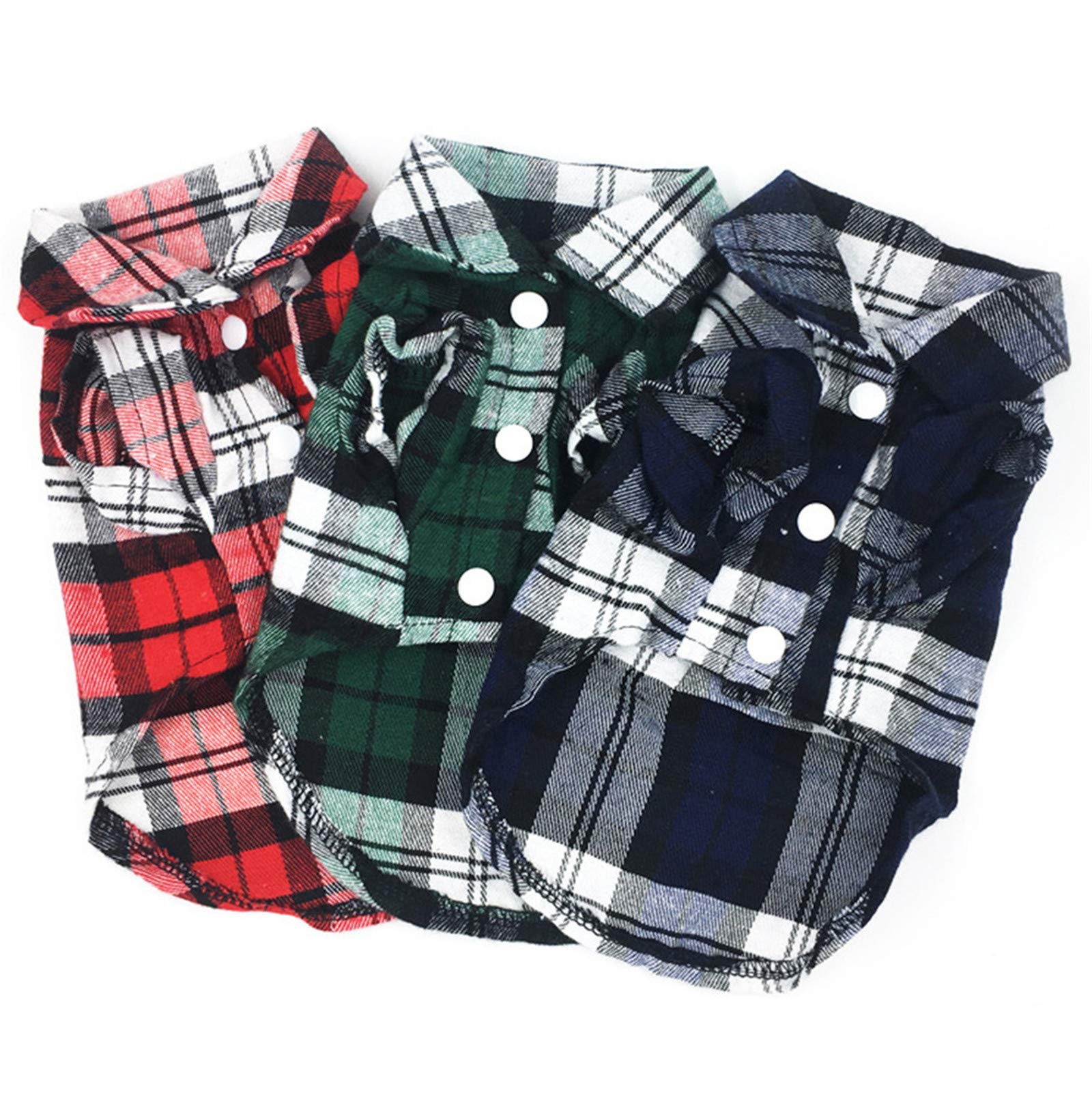 3-Color Pack Plaid Pet Shirts for Dogs & Cats - Small, Medium, Large Sizes | All-Season Comfort Wear for Daily Walks, Photo Shoots & Home Relaxation