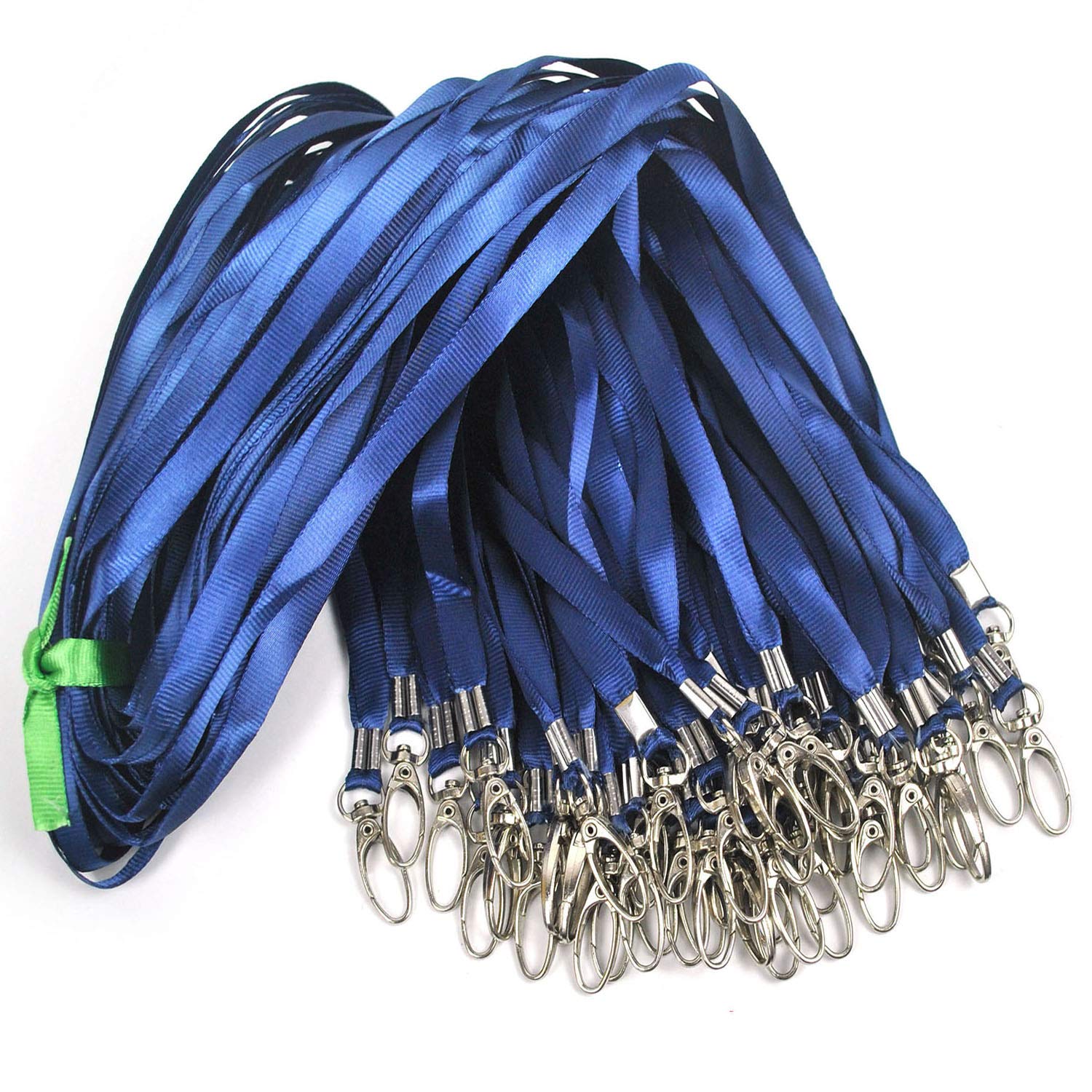 Ollain 50 Pack Nylon Lanyards for Name Tags & ID Badges with Swivel Hooks - Cruise, Office, School, Event Use (Black)