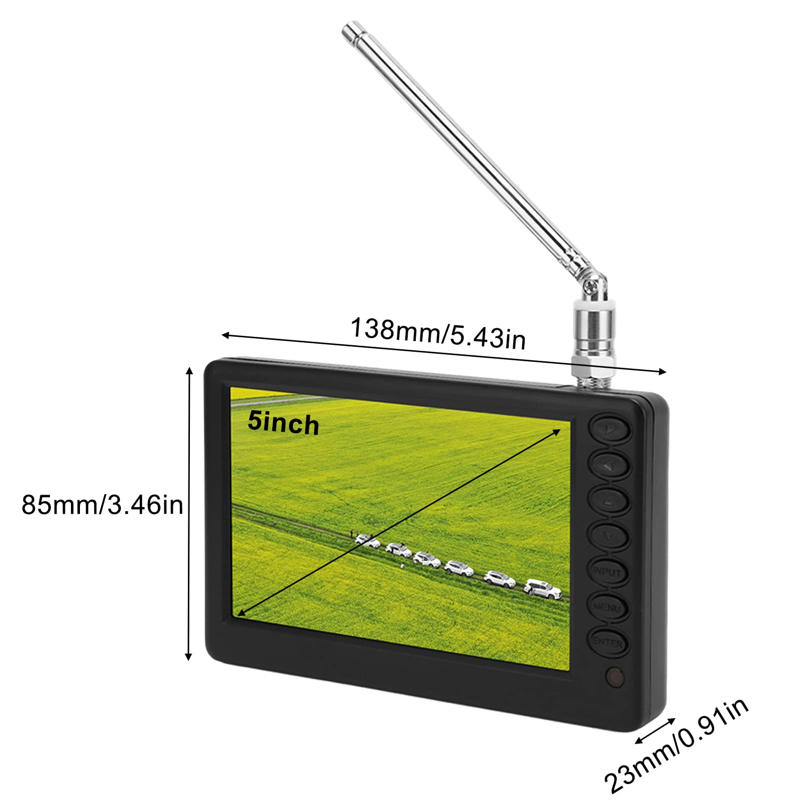 5 Inch Portable Digital TV - Rechargeable 1080P Mini TV with USB Plug & TF Card Slot | Perfect for Car, Travel, Kitchen, Camping & Outdoor Activities