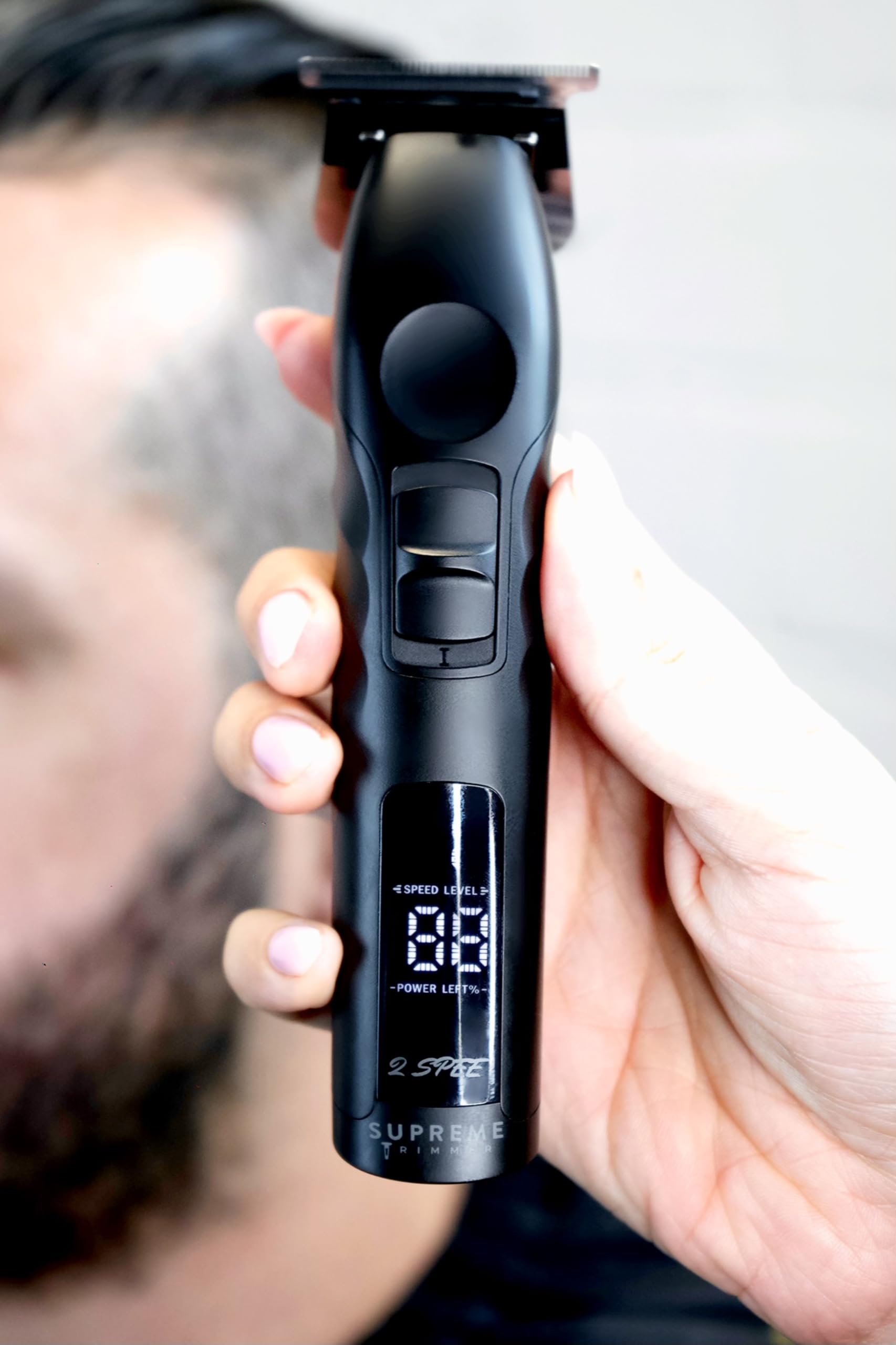 Supreme Trimmer 2Speed Professional Hair Clipper - Cordless Rechargeable with Removable Blades, 2 Adjustable Speeds & Battery Display | Zero Gap Design for Precise Fading | Perfect for Home Barbering, Beard Trimming & Personal Grooming | ST622 Black