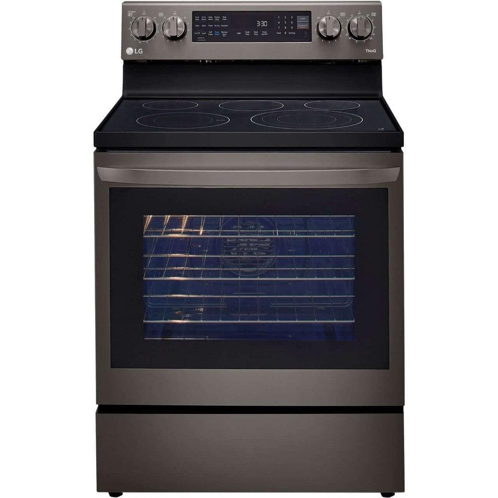 LG 30 Inch 6.3 Cu. Ft. Smart Electric Range with InstaView & AirFry Technology - Black Stainless Steel (LREL6325D) | Perfect for Modern Kitchens, Baking, Air Frying & Family Cooking