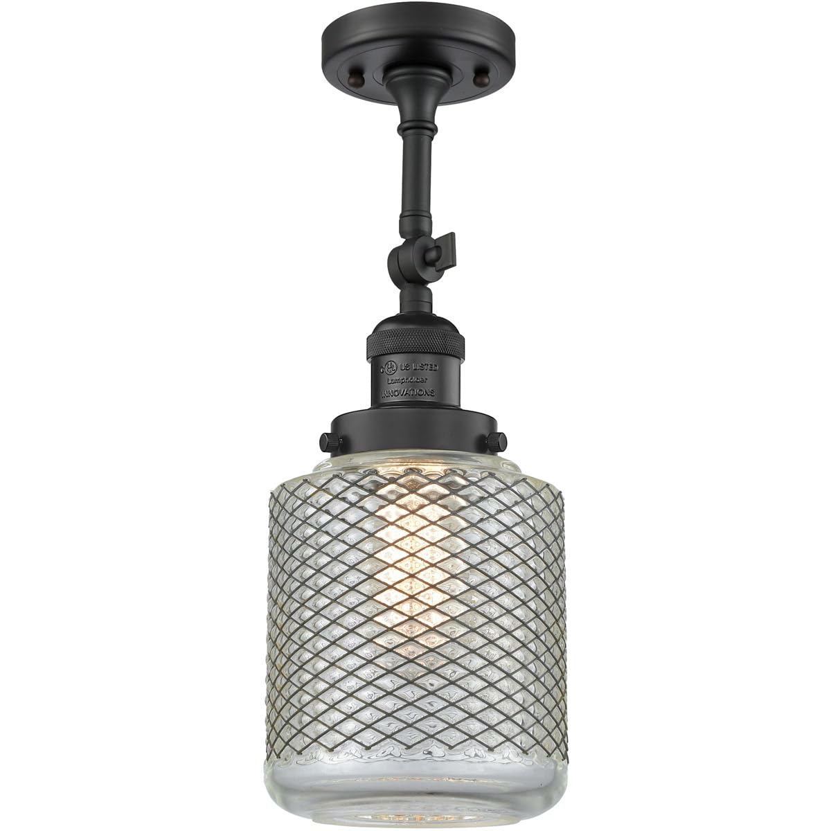 Innovations 201F-BK-G262-LED Matte Black Semi-Flush Mount Ceiling Light Fixture - Perfect for Bedroom, Kitchen, Hallway & Modern Home Decor