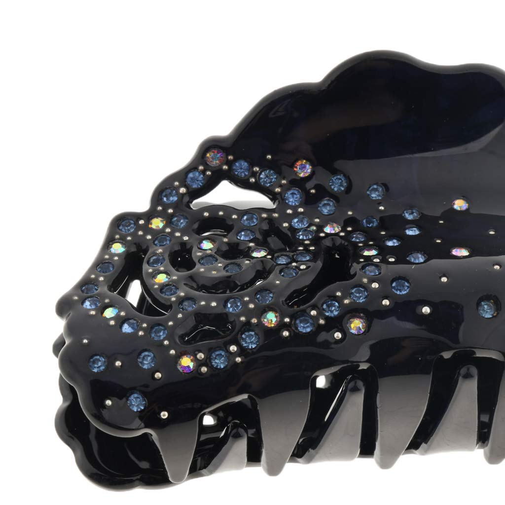Aswadh Rhinestone Hair Claw Clip for Women - Sparkling Blue Hair Clamp Grip for Ponytails, Updos & Styling - Perfect for Parties, Weddings & Everyday Wear