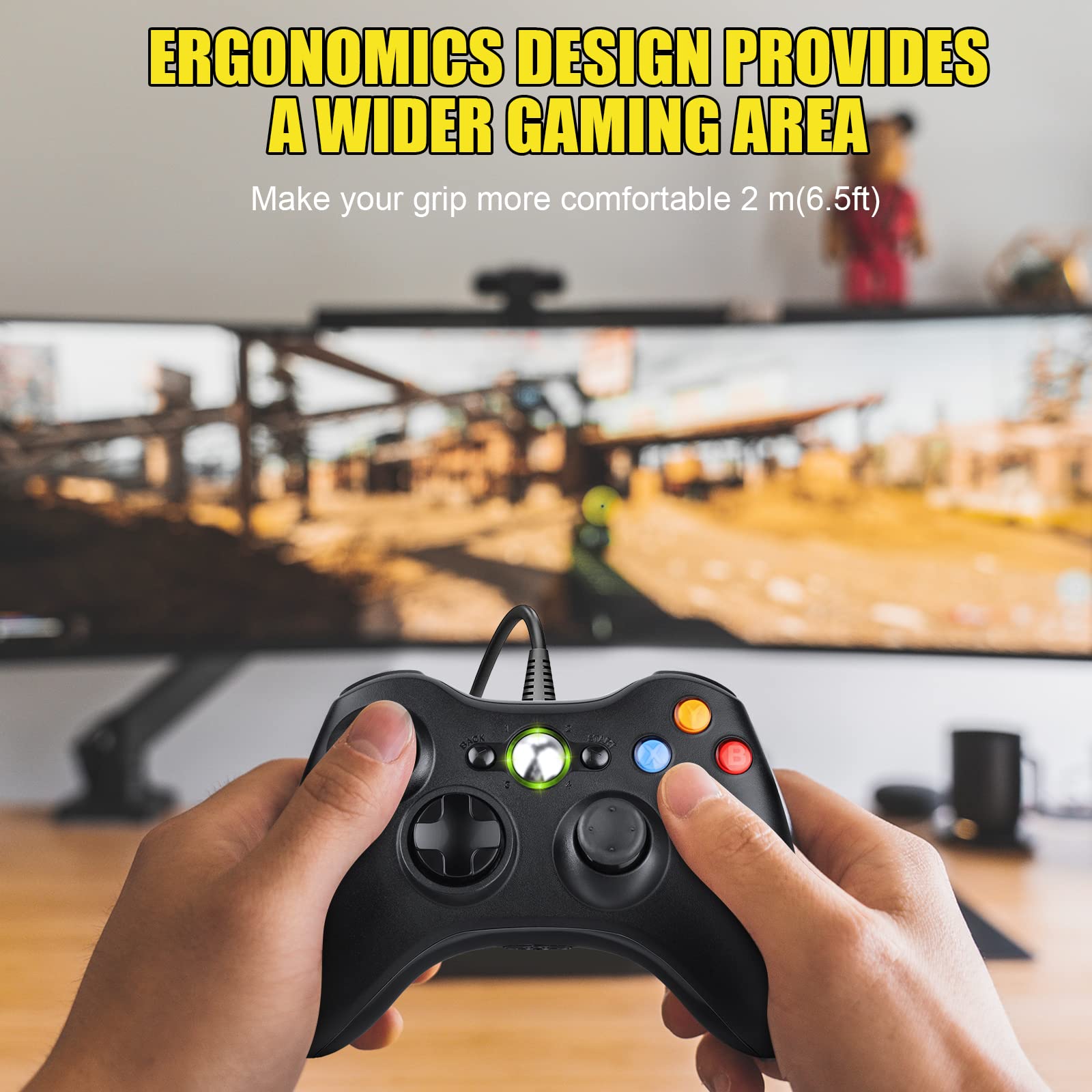 Xbox 360 & PC Wired USB Controller - Compatible with Windows 10/8/7/XP - Ergonomic Gamepad Joystick for Gaming, Streaming & Retro Gaming Sessions