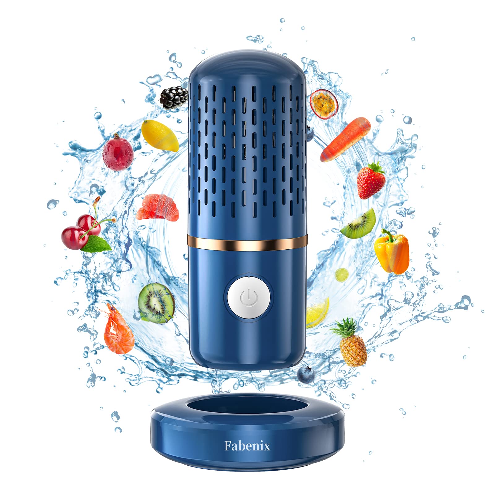 USB Wireless Fruit and Vegetable Cleaner Machine - Food Purifier for Washing Fruits, Vegetables, Rice, Meat & Tableware - Portable Kitchen Appliance for Healthy Eating (Blue, Medium Size) - Perfect for Home, Restaurant & Organic Food Preparation