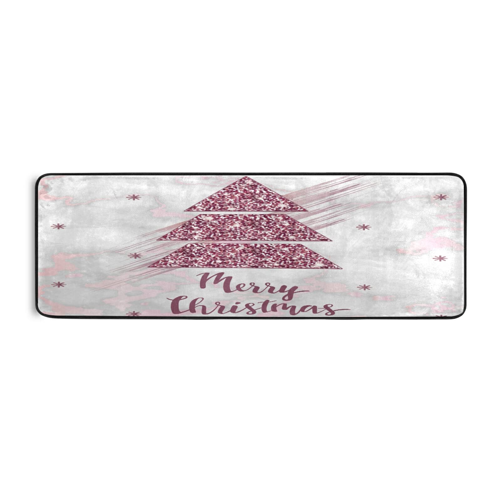 Non-Slip Gold Rose Marble Christmas Runner Rug 72x24 Inch - Holiday Kitchen Mat for Hallway, Entryway, Front Door, Bathroom & Living Room Decor - Perfect for Festive Home Decorations and Winter Gatherings