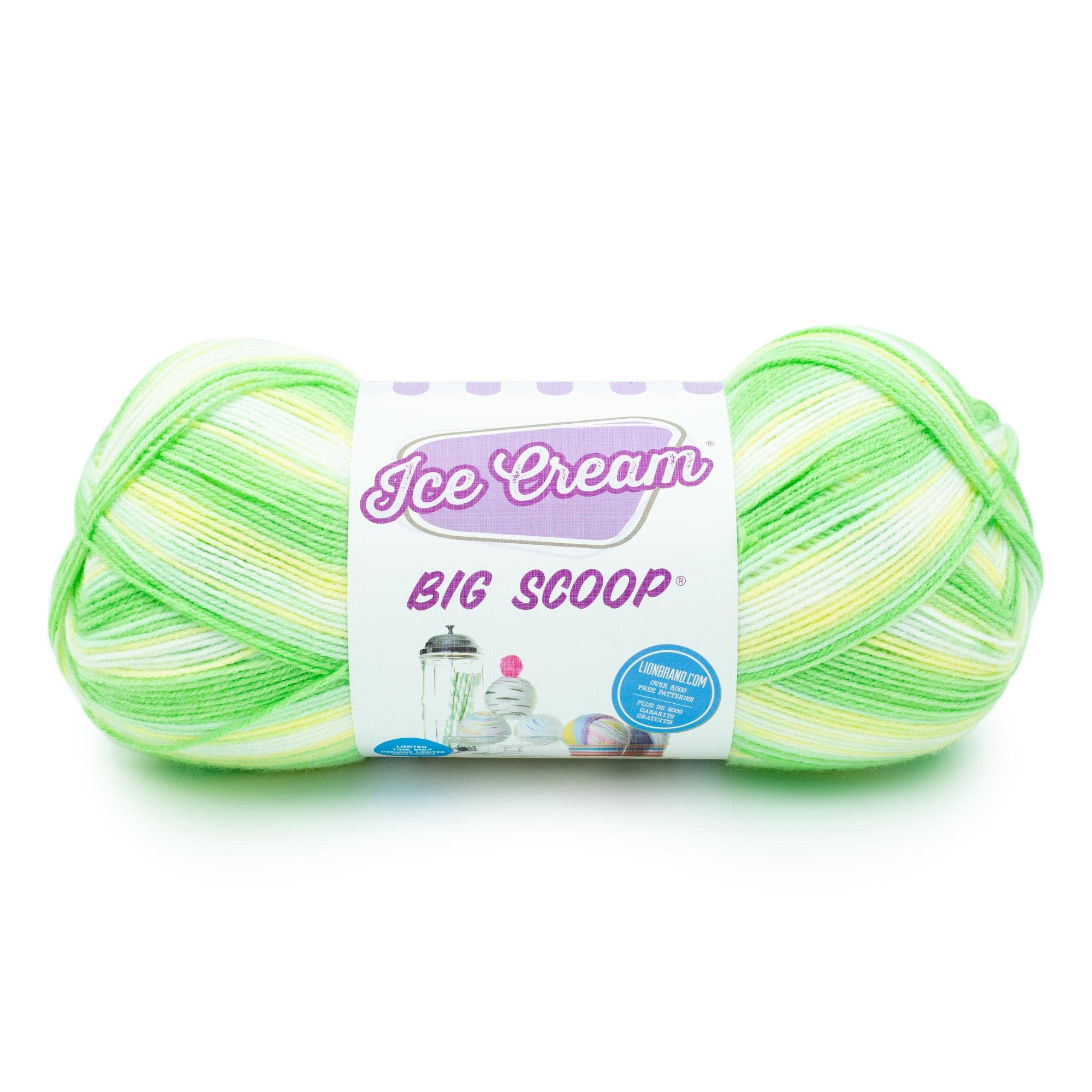 Lion Brand Yarn Ice Cream Big Scoop Yarn - Soft & Chunky Limeade Color Yarn for Knitting & Crocheting - Perfect for Blankets, Scarves, and DIY Crafts