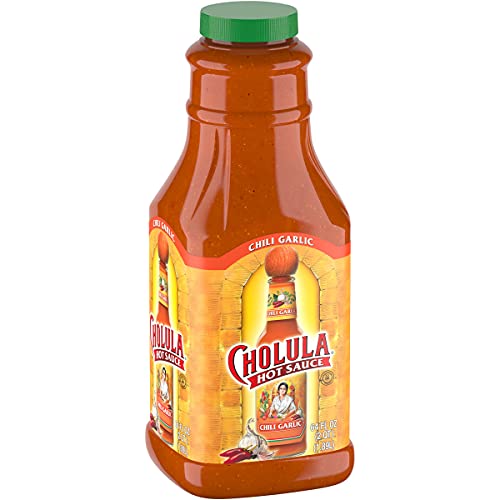 Cholula Chili Garlic Hot Sauce 64 fl oz - Bulk Hot Sauce with Mexican Peppers, Garlic & Spices - Perfect for Eggs, Wings, Fries, Popcorn & Mexican Dishes - Ideal for Home Cooking, Restaurants & Catering
