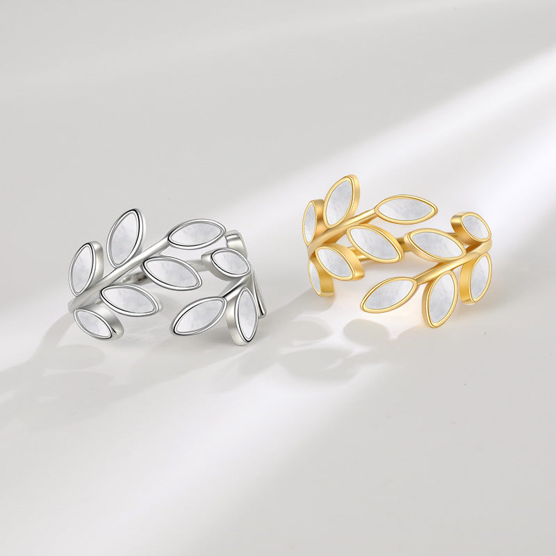 Gold Silver Olive Leaf Vine Ring HR619 - Elegant Handmade Jewelry for Women, Perfect for Weddings, Parties & Everyday Wear