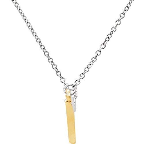 14K White Gold & Yellow Gold Freeform Bar Necklace - 16
