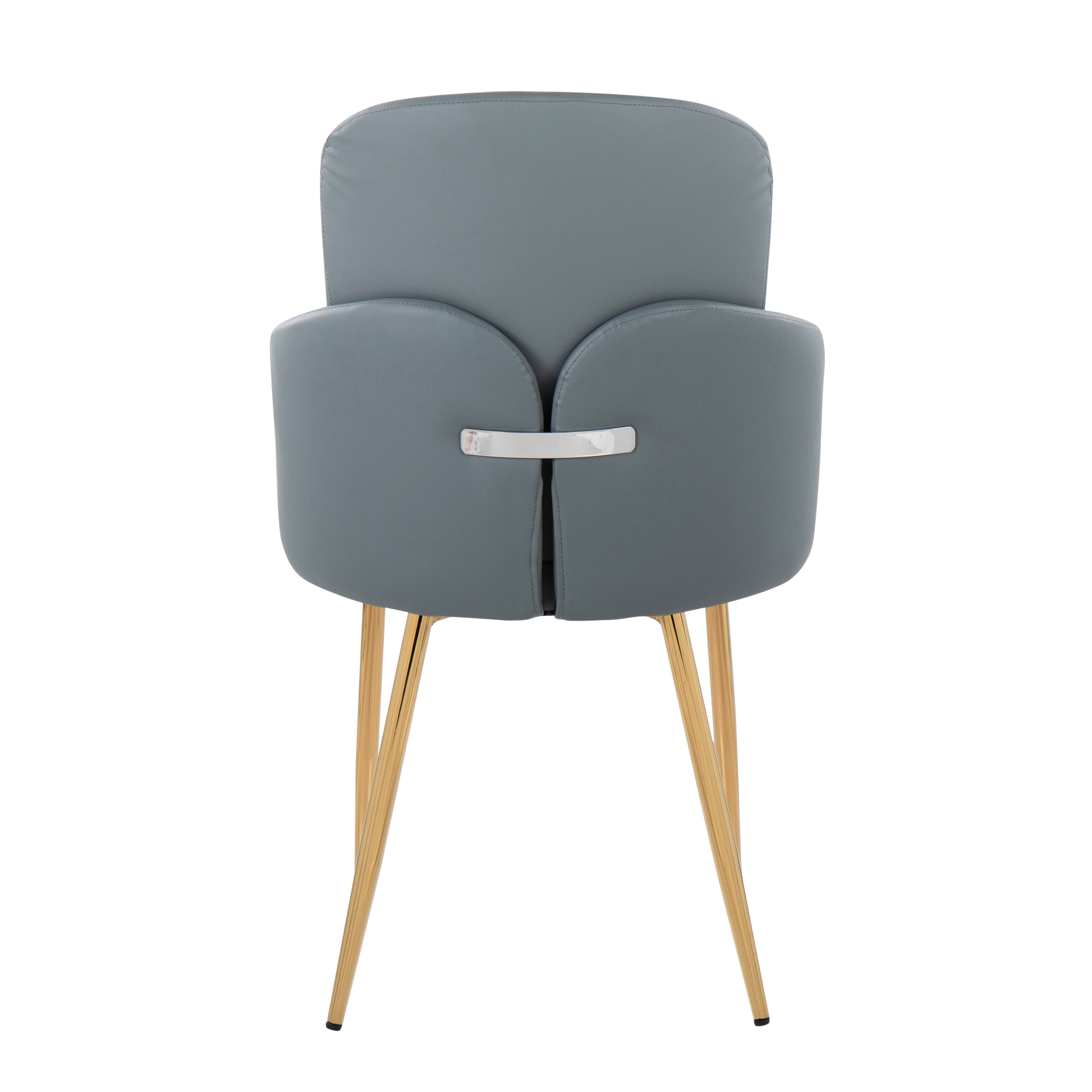 LumiSource Dahlia Modern Dining Chairs - Set of 2 Gold Metal Frame with Gray Faux Leather Upholstery & Chrome Accents | Perfect for Contemporary Dining Room, Kitchen Breakfast Nook or Office Conference Table