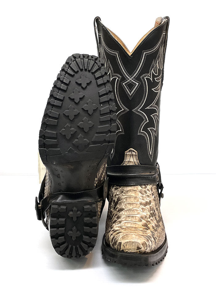 Roper Men's Bandit Harness Square Toe Python Boots - White Cowboy Boots for Western Riding, Country Music Festivals & Casual Wear