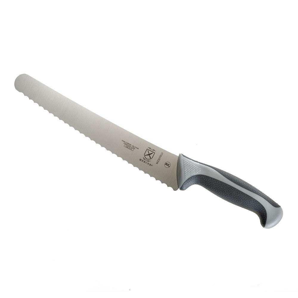 Mercer Culinary Millennia 10-Inch Wavy Edge Stainless Steel Bread Knife - Professional Gray Kitchen Knife for Slicing Bread, Cakes & Pastries - Perfect for Bakeries, Restaurants & Home Baking