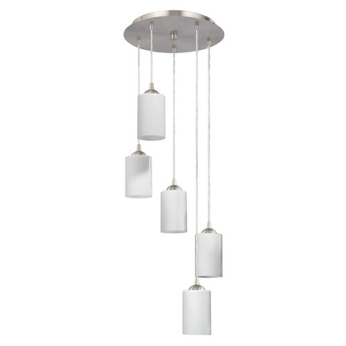 Modern 5-Light White Glass Pendant Lighting Fixture for Kitchen Island, Dining Room, and Living Room Ceiling Decor