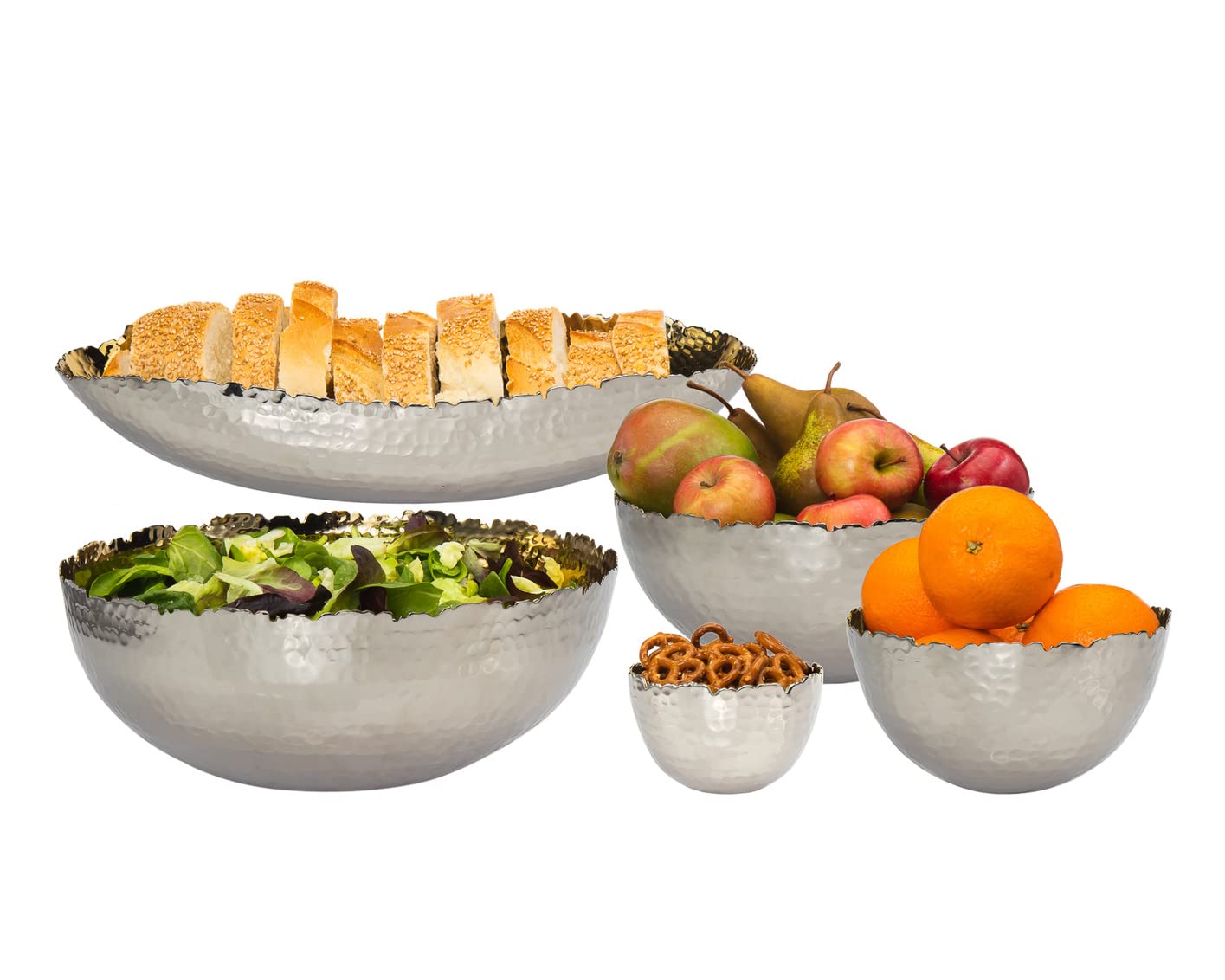 Godinger 6.5 Inch Elegant Nickel and Gold Serving Bowl - Perfect for Fruits, Soup, Candy, and Party Appetizers | Ideal for Dining, Entertaining, and Holiday Gatherings