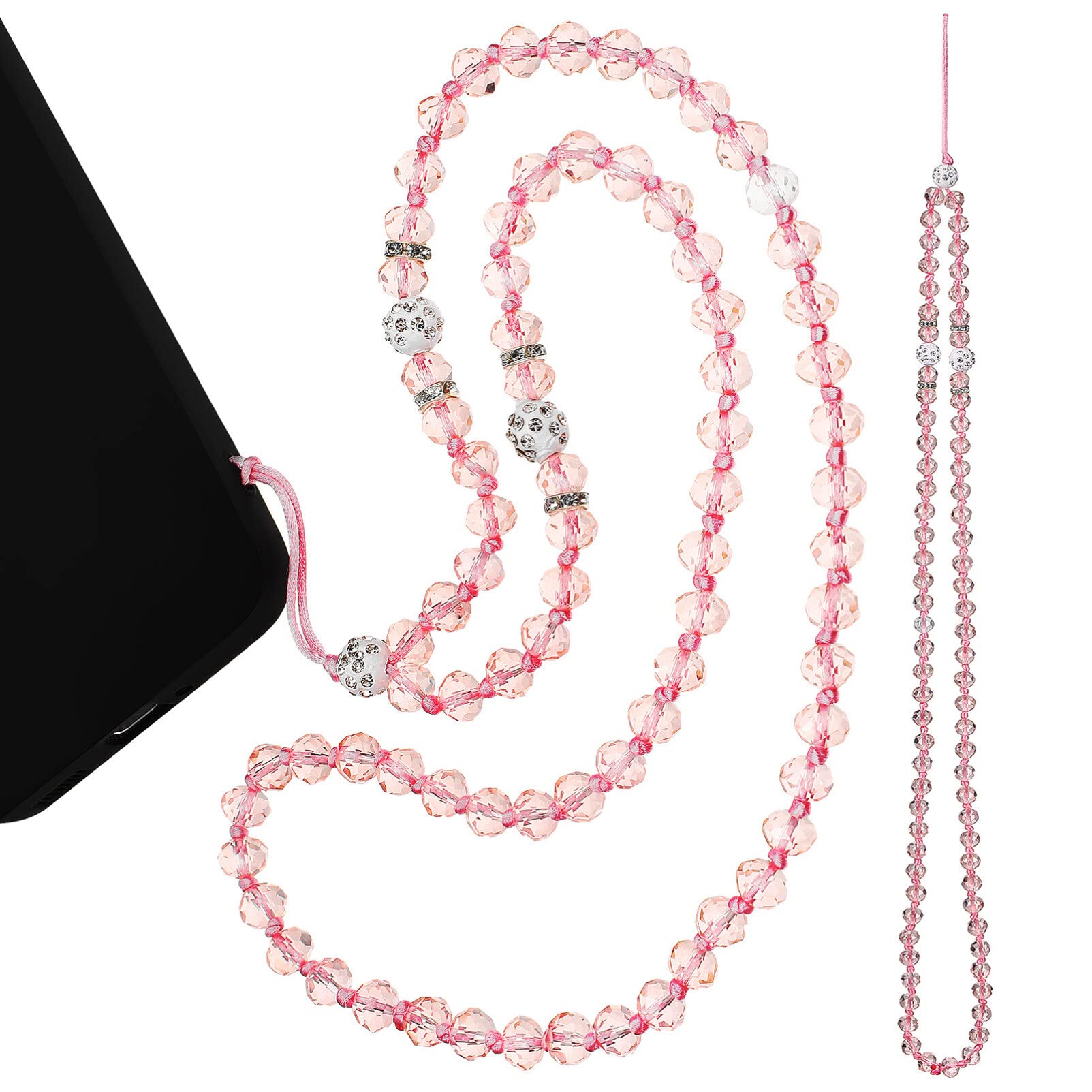 Gatuida 2-Pack Crystal Beaded Phone Lanyard & Wrist Strap - Bling Charm for iPhone, Samsung & Smartphones - Perfect for Parties, Concerts & Everyday Use
