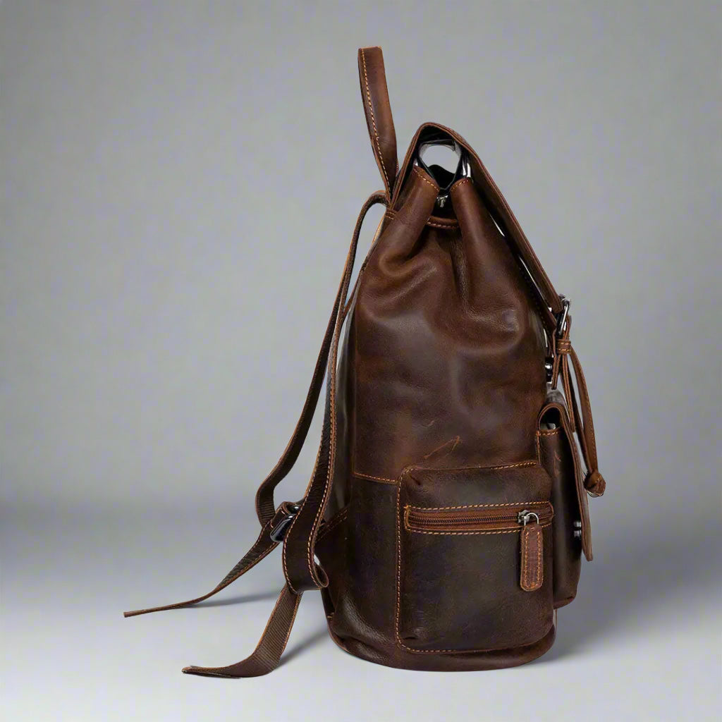 Premium Genuine Leather Backpack for Men & Women - Stylish & Durable Travel, Work & School Bag - Greenwood Edmonton Collection