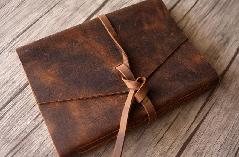 Handmade Personalized Leather Photo Album - Custom Engraved Memory Book for Wedding, Baby & Travel Scrapbooking - Perfect Gift for Anniversaries & Special Occasions