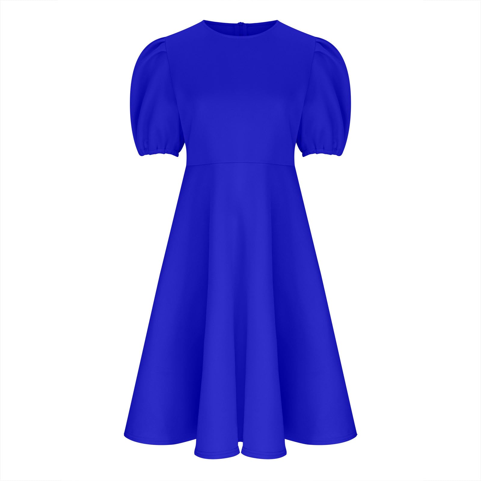 Uillui Women's Plus Size Bubble Sleeve A-Line Dress with Tapered Waist - Flowy Swing Cocktail Party Dress for Prom, Wedding & Formal Events