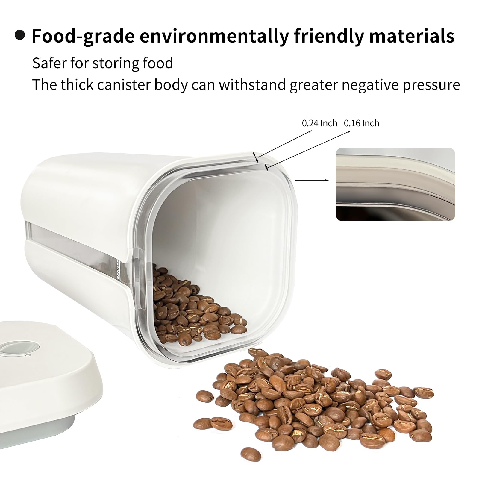 Automatic Vacuum Coffee Canister & Food Storage Container - 1L Capacity, One-Touch Button Operation for Coffee Beans & Dry Foods, Smart Vacuum Seal Technology to Preserve Freshness | Ideal for Kitchen, Pantry & Coffee Station Organization