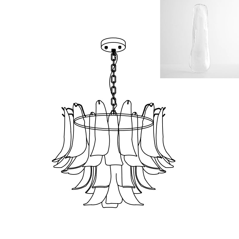 Handmade Murano Glass Leaf Chandelier - Venetian Crystal Pendant Light Fixture for Dining Room & Foyer Decor