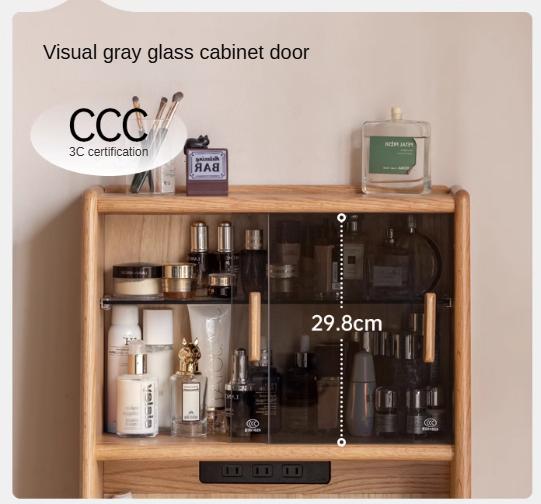 Solid Oak Wood Modern Minimalist Bedside Dressing Table - Perfect for Small Bedrooms & Apartment Vanity Areas