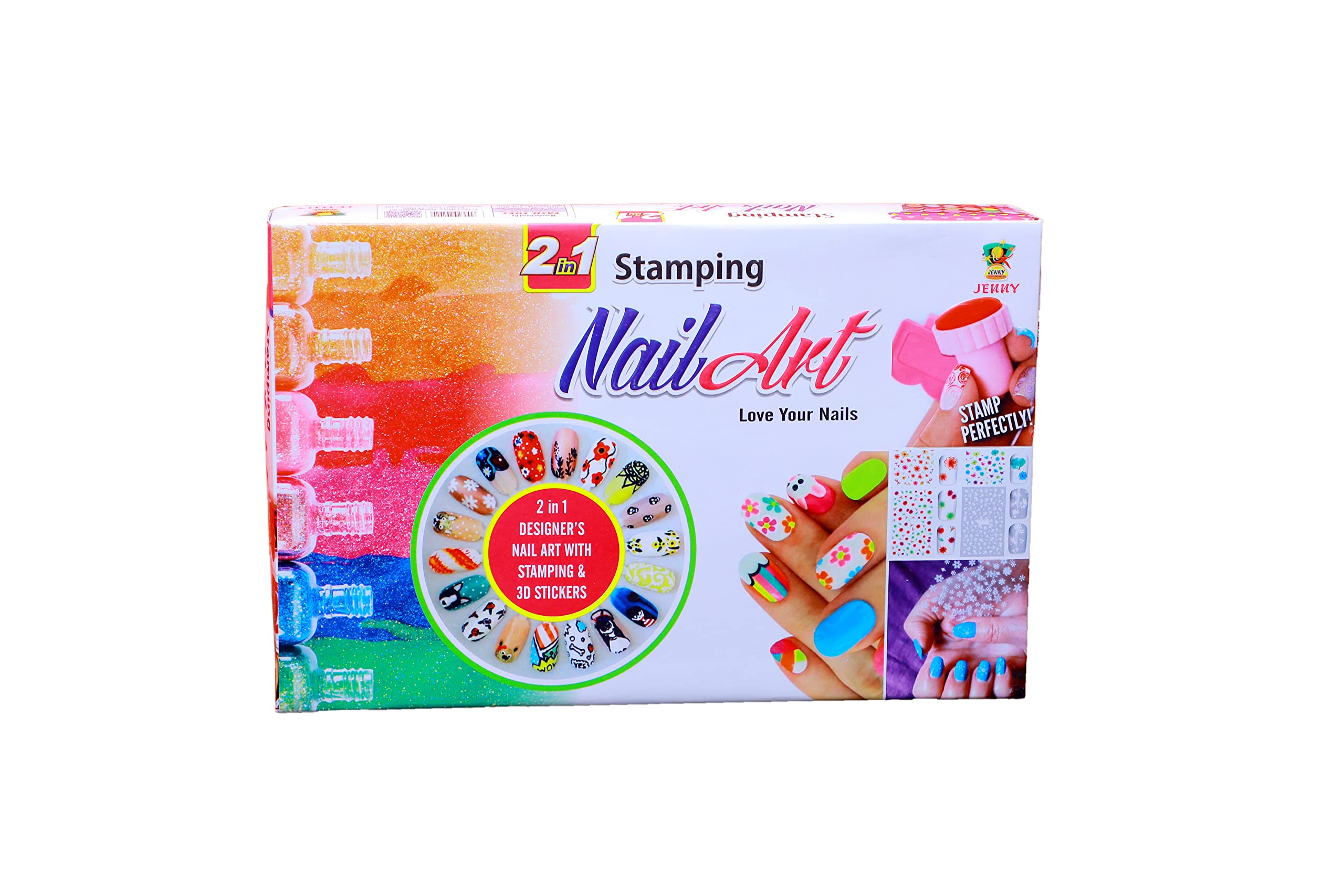 LECRAFT 2 in 1 Nail Art Kit with Stamping Plates & 3D Stickers - Professional Salon Quality Manicure Set for DIY Nail Design at Home or Party