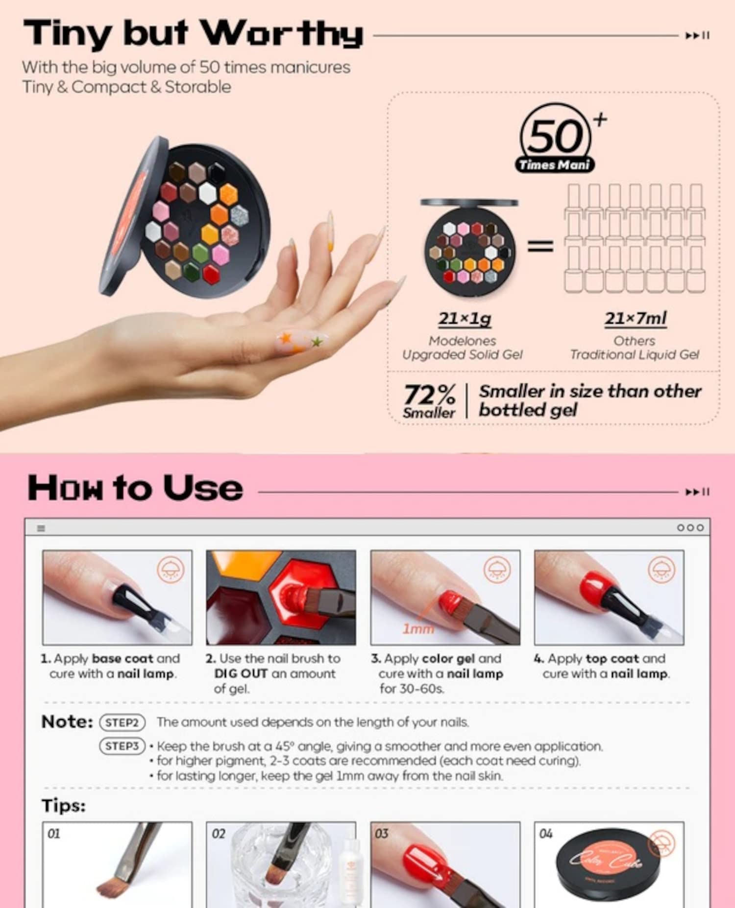 MODELONES Sweet Dream Nude Brown Pink Jelly Solid Gel Polish Set - 21 Shades in 1 Palette (21g) with Black White Glitter & Cream Colors | UV/LED Light Cured Gel Nail Polish Kit for Salon & Home Manicures | Perfect for Nail Art, French Tips & Everyday Wear