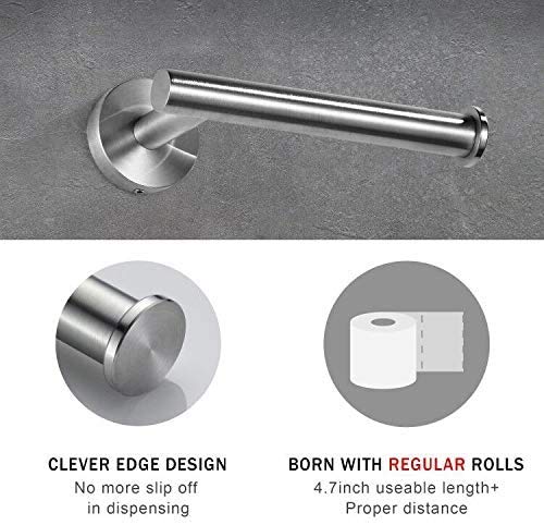 Stainless Steel Bathroom Set - 2-Pc Towel & Toilet Paper Holder for Wall Mount - Brushed Steel Hardware for Modern Bathrooms