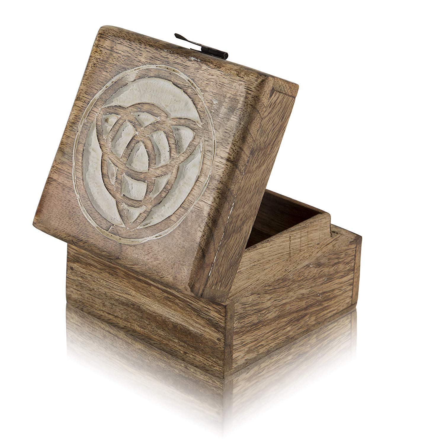Handmade Wooden Jewelry Box with Lock & Key - Jewelry Organizer, Keepsake Box & Treasure Chest for Necklaces, Rings & Watches - Perfect Birthday, Housewarming Gift & Home Decor (Natural Finish) | Great for Bedroom Vanity, Dresser Storage & Travel Jewelry Case