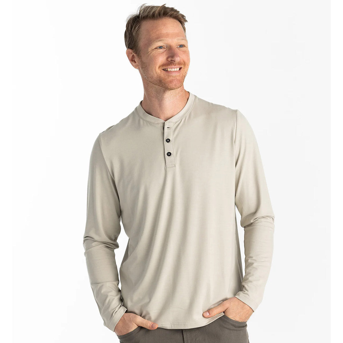 Men's Bamboo Flex Long Sleeve Henley Shirt - Soft & Breathable Eco-Friendly Tee for Casual Wear, Outdoor Activities & Layering