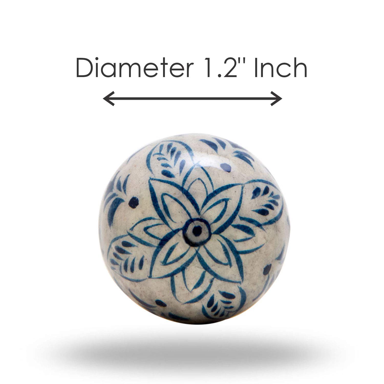 TRINCA-FERRO Set of 6 Modern Ceramic Door Knobs - Interior/Exterior Cabinet & Drawer Pulls for Kitchen, Bedroom, Bathroom - Light Blue (Dhami) | Upgrade Your Home Decor with Stylish Hardware for Cabinets, Dressers & Furniture