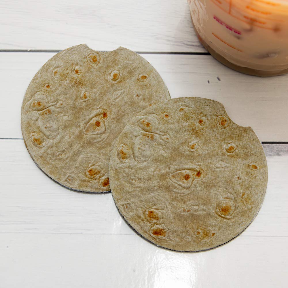 Non-Slip Car Coasters for Drinks - Set of 2 Absorbent Cup Holders with Rubber Backing (2.56 Inch) - Perfect Car Accessories for Coffee, Soda & Water Bottles - Ideal for Road Trips & Commuting